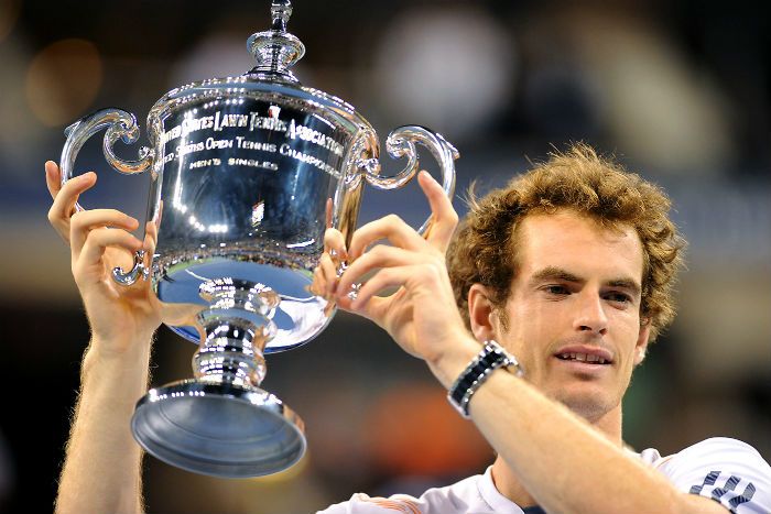 Andy Murray Lifting the US Open Trophy